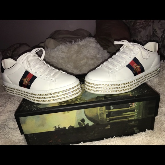 gucci platform sneakers with crystals